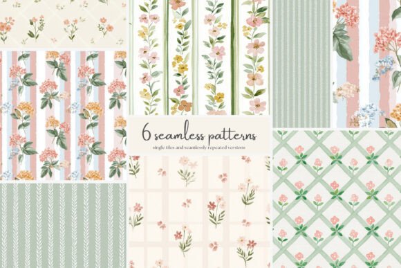 Download Pastel Floral Seamless Patterns Set - Pastel floral Collection