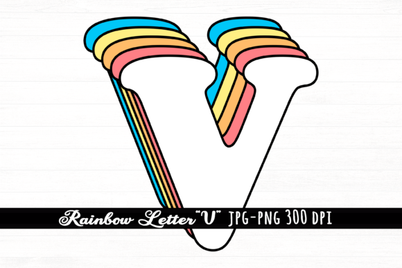 Download Letter V Rainbow Initial Cute Retro Font - Cute retro font Collection