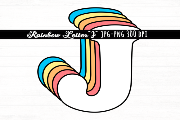 Download Letter J Rainbow Initial Cute Retro Font - Cute retro font Collection