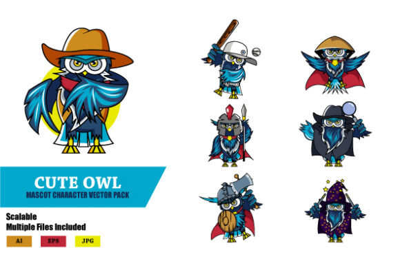 Download Cute Owl Cartoon Character Set - Cute owl Collection