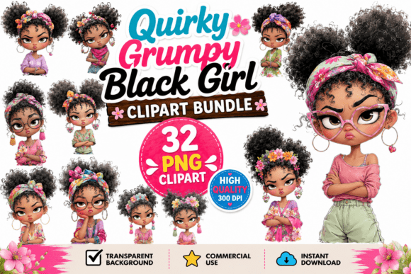 Download Quirky Grumpy Black Girl Clipart - Black girl Collection