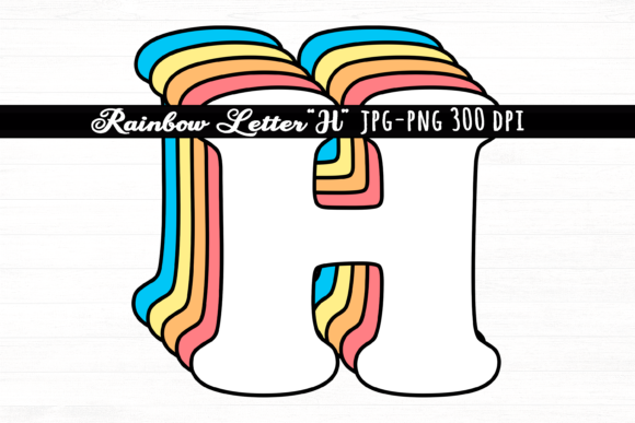 Download Letter H Rainbow Initial Cute Retro Font - Cute retro font Collection