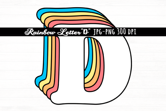 Download Letter D Rainbow Initial Cute Retro Font - Cute retro font Collection