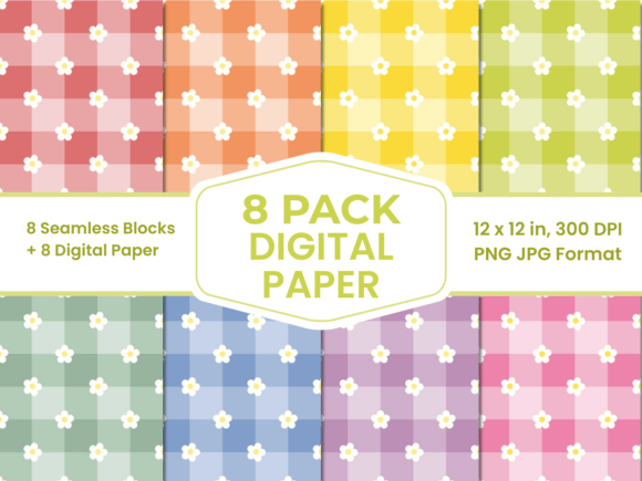 Download Pastel Floral Gingham Digital Paper Pack - Premium Resources