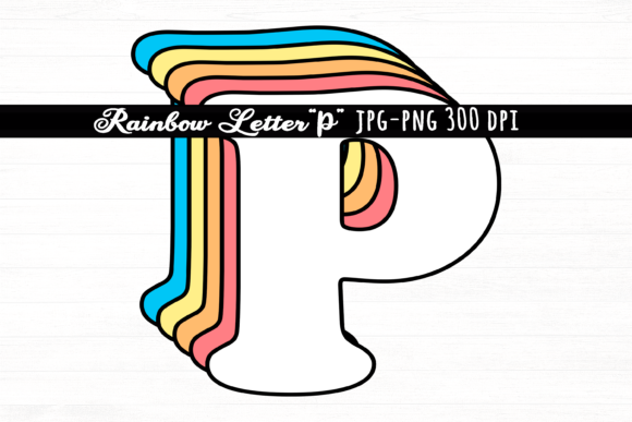 Download Letter P Rainbow Initial Cute Retro Font - Cute retro font Collection