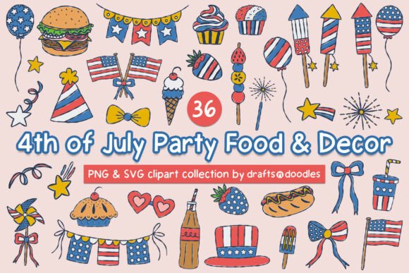 Download 4th of July Party Food and Decor Clipart - Decor clipart Collection