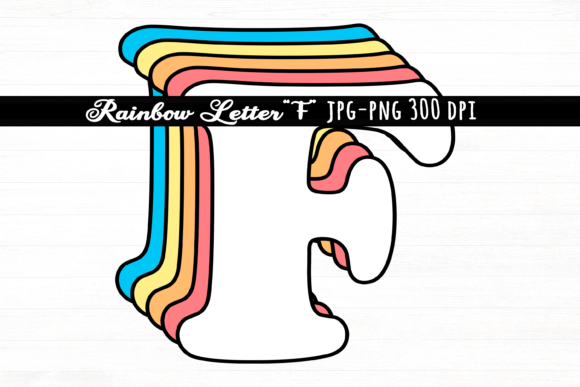 Download Letter F Rainbow Initial Cute Retro Font - Cute retro font Collection