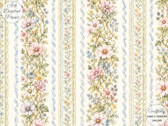 Download Pastel Floral Stripe JPG Pattern, Cottag - Premium Resources