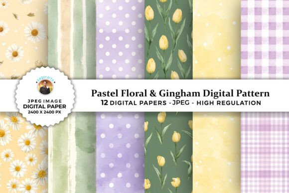 Download Pastel Floral &amp; Gingham Digital Patterns - Premium Resources