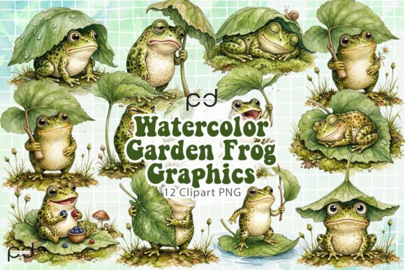 Download Watercolor Garden Frog Graphics - Frog graphics Collection