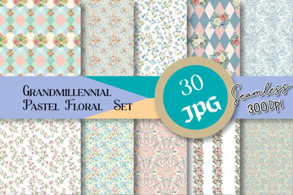Download Grandmillennial Pastel Floral Seamless - Premium Bundle