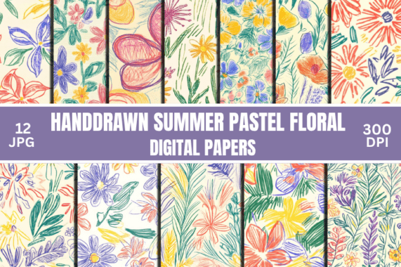 Download Handdrawn Summer Pastel Floral Pattern - Premium Resources